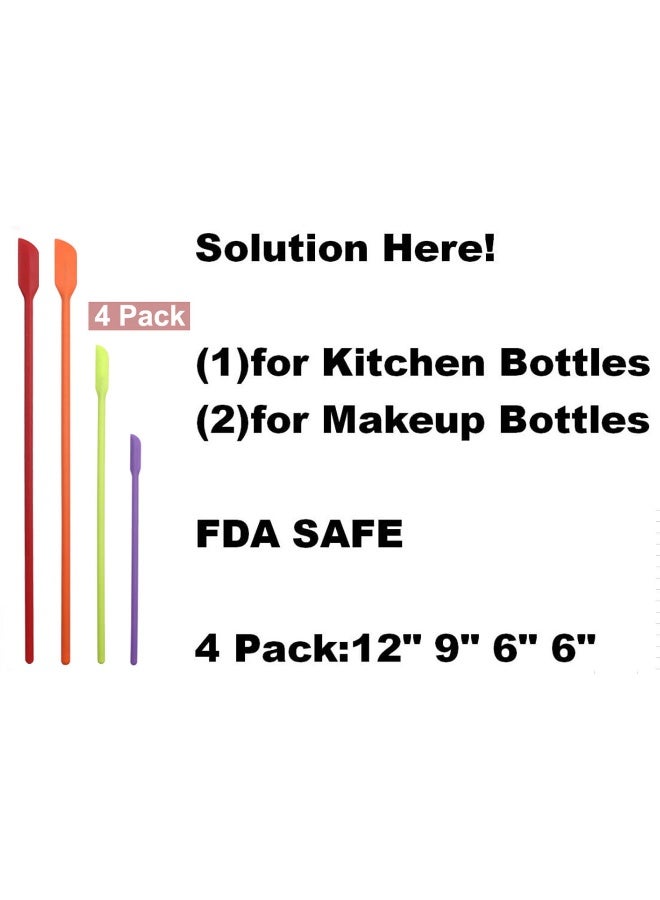BICASUU Mini Spatula Silicone Small for Makeup Spatula- Thin Jar Spatula ，for Thin Jar/Kitchen Bottles/Cosmetic Bottles 4Pack (Multicolor) - Image 4